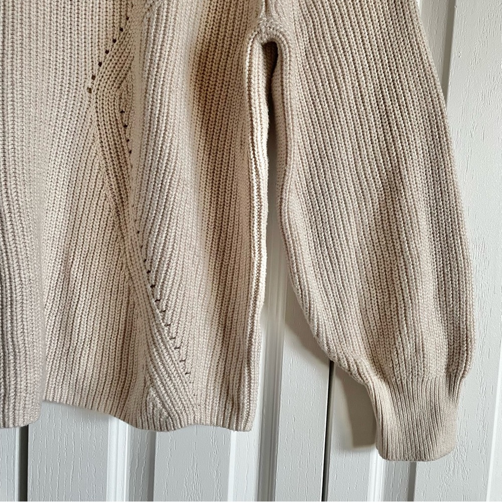Banana Republic Relaxed Fit Knit Sweater Women’s L Cream Cozy Chunky Warm Argyle - Picture 5 of 10